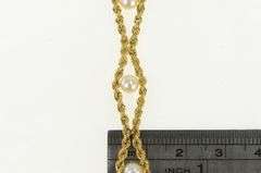 10K Yellow Gold Pearl Rope Woven Chain Vintage Retro Bracelet