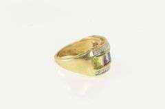 14K Yellow Gold Princess Brazilian Mix Diamond Square Band Ring