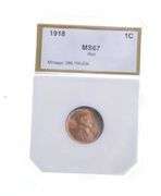 MS67 RD 1918 Lincoln Wheat Cent - Graded PCI