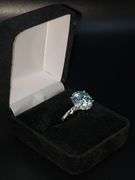 White Gold Plate 5.35 Ct Paraiba Green VVs1 Fire Moissanite Ring