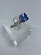 CERTIFIED 14K WHITE GOLD TANZANITE AND DIAMOND RING