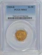 Choice BU 1925-D US $2.50 Indian Gold Piece. PCGS MS62