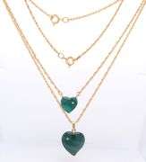 1/20 12KT Yellow Gold Filed Two Heart Shape Malachite Necklace Lot