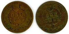 2 Different Rare Date Indian Head Cents: 1871 & 1876