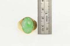 14K Yellow Gold Oval Jadeite Cabochon Vintage Statement Ring