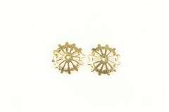 14K Yellow Gold Vintage Sun Wheel Stud Enhancer Earring Jackets