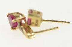 10K Yellow Gold Heart Syn. Ruby Diamond Accent Stud Earrings