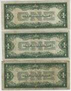 2 1928 & 1 1934 Small Size $1 'Funny Back' Silver Certificates