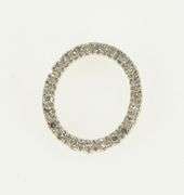 14K White Gold Diamond Oval Circle Symbol Classic Pendant