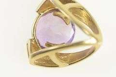 14K Yellow Gold Round Amethyst Tension Geometric Triangle Pendant