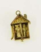 14K Yellow Gold Marry Couple Shadow Box Home Sweet Home Charm/Pendant
