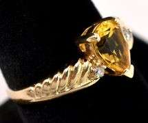 Glamorous Citrine and Diamond Ring in 14K Yellow Gold