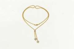 10K Yellow Gold Diamond Popcorn Link Tassel Lavalier Necklace