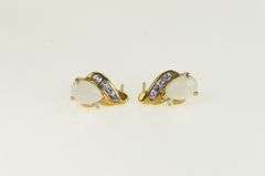10K Yellow Gold Pear Opal Tanzanite Diamond Accent Stud Earrings