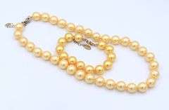 Vintage Set of Stauer Gold Pearl Necklace and Bracelet