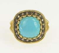 14K Yellow Gold Elaborate Turquoise Fancy Diamond Halo Ring