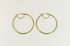 10K Yellow Gold 35.4mm Round Classic Simple Hoop Earrings