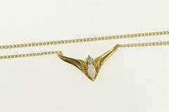 10K Yellow Gold Marquise Opal Diamond Accent Chevron Necklace