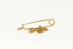 14K Yellow Gold Victorian Enamel Flower Daisy Bouquet Bar Pin/Brooch