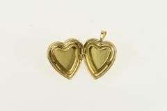 14K Yellow Gold Engraved Heart Photo Picture Locket Flower Pendant