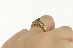14K Yellow Gold Marquise Emerald Diamond Vintage Engagement Ring