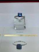 CERTIFIED 14K WHITE GOLD TANZANITE AND DIAMOND RING