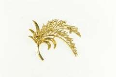 18K Yellow Gold 1960's Wheat Vine Branch Frond Leaf Curved Pin/Brooch