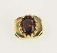 14K Yellow Gold Oval Garnet Vintage Slide Bracelet Charm/Pendant