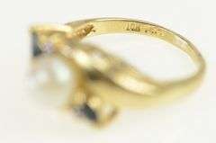 10K Yellow Gold 5.8mm Cultured Pearl Sapphire Diamond Ring