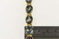 14K Yellow Gold Oval Faceted Mystic Topaz Statement Bracelet