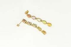 14K Yellow Gold Amethyst Topaz Citrine Garnet Dangle Earrings