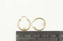 14K Yellow Gold 15.0mm Hoop Filigree Accent Hoop Earrings