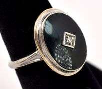 Stunning Diamond and Black Onyx Ring in White Gold
