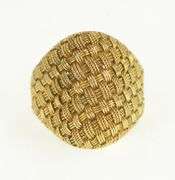 18K Yellow Gold Ornate Woven Domed Braid Vintage Statement Ring