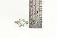10K Yellow Gold Bypass Blue Topaz Vintage Solitaire Ring