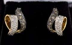 Astounding Swirl Diamond Earrings in 14K Yellow Gold