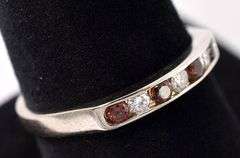 Divin 14K White Gold Red Garnet and Diamond Ring