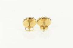 14K Yellow Gold Oval Light Pink Coral Vintage Stud Earrings