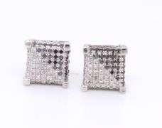 Stunning White Gold Black and Diamond Cube Earrings