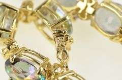 14K Yellow Gold Oval Faceted Mystic Topaz Statement Bracelet