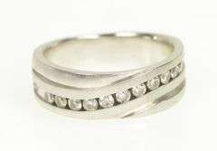 14K White Gold 0.33 Ctw Diamond Men's Wedding Band Ring