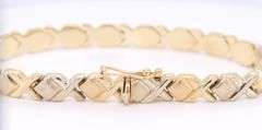 Handsome Yellow Gold Textured and High Polished XO Bracelet