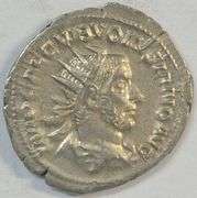 MINT STATE ROMAN SILVER PIECE OF EMPEROR VOLUSIAN, 251-253 AD