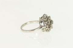 14K White Gold Diamond Domed Cocktail Vintage Statement Ring