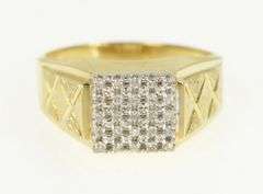 10K Yellow Gold 0.25 Ctw Diamond Square Cluster Vintage Ring