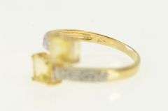 10K Yellow Gold Princess Cut Citrine Diamond Bypass Ring