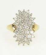 14K Yellow Gold 2.25 Ctw Diamond Fancy Cluster Statement Ring
