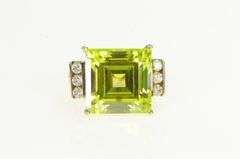 10K Yellow Gold Simulated Peridot CZ Fashion Statement Ring