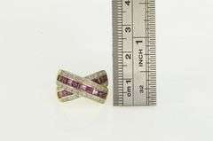 14K Yellow Gold Diamond Pink Tourmaline Criss Cross X Band Ring