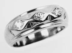 Vintage 14K Gold 3 Diamond Band, Size 7